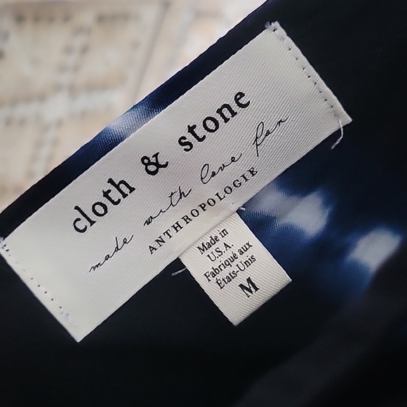 Anthropologie Cloth & Stone Navy and White Tie-Dye Dress M - Picture 2 of 7